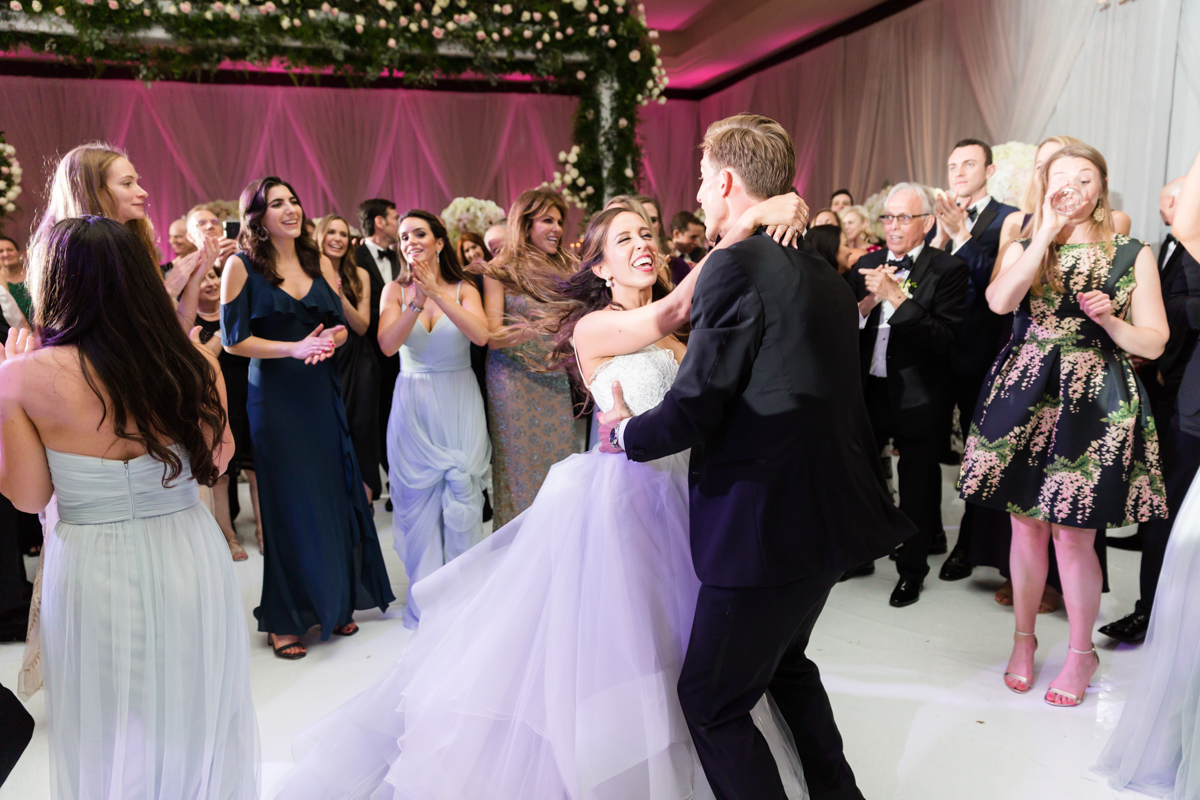 Bride and groom dance during their wedding at the Mandarin Oriental on Brickell Key.