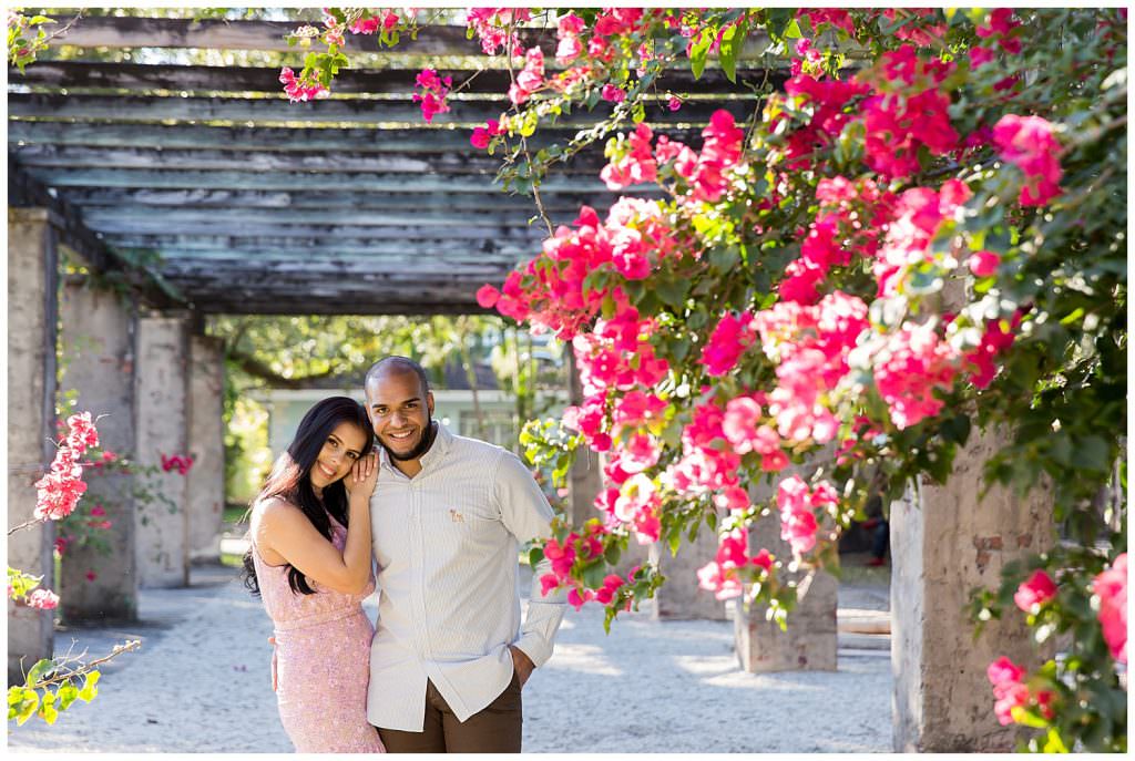 Bride and Groom at Prado Entrance in Coral Gables.