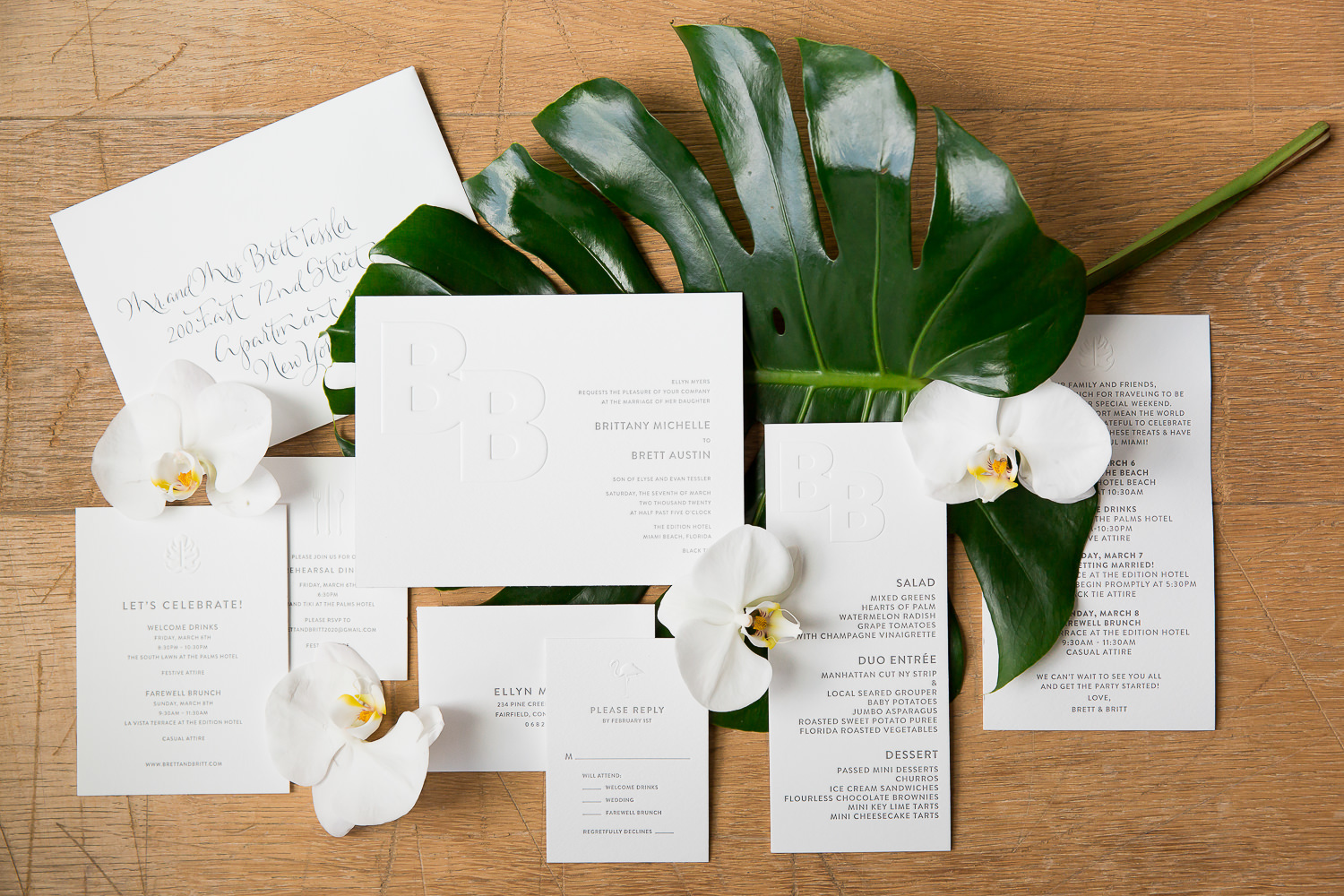 A modern wedding invitation at Miami Beach Edition.