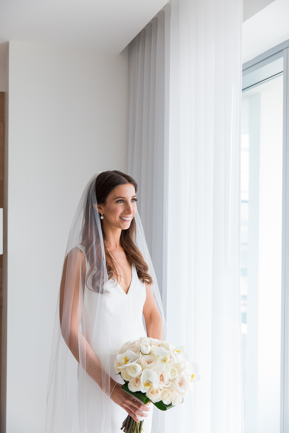 A bouquet of white orchids at the Edition on Miami Beach.