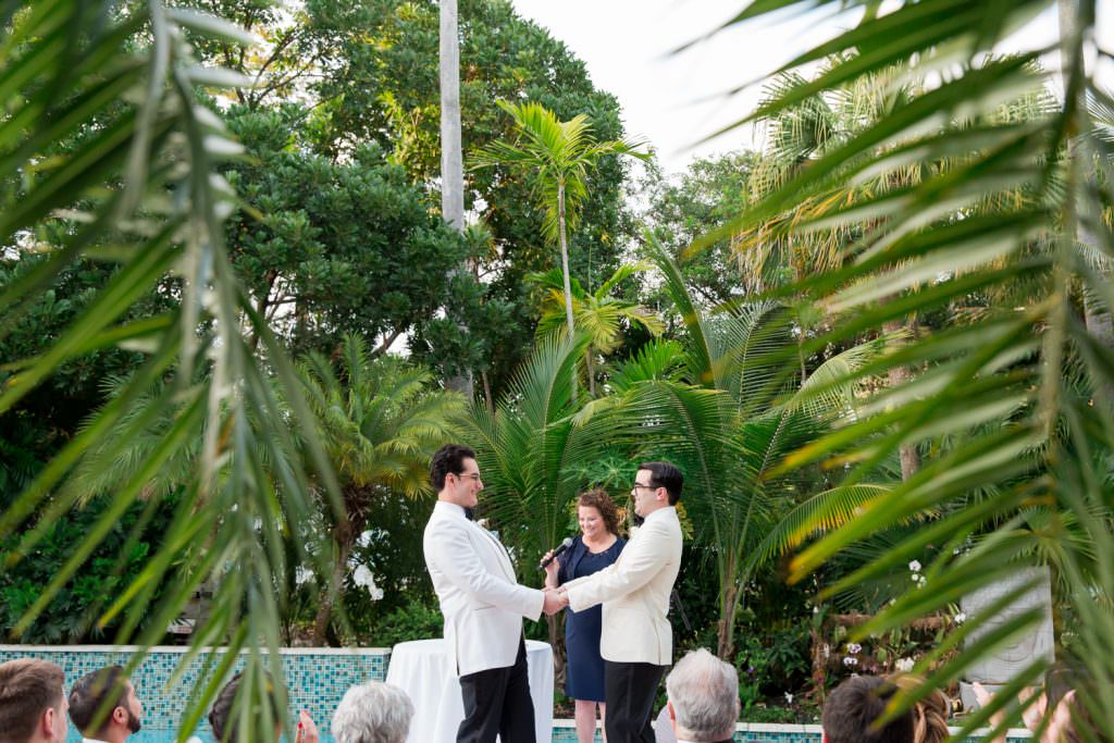 A wedding invitation for an at home wedding in Miami.