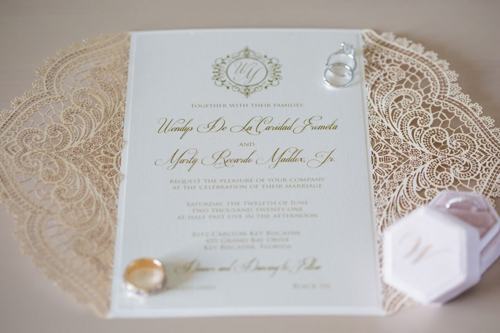 wedding invite pictured with ring