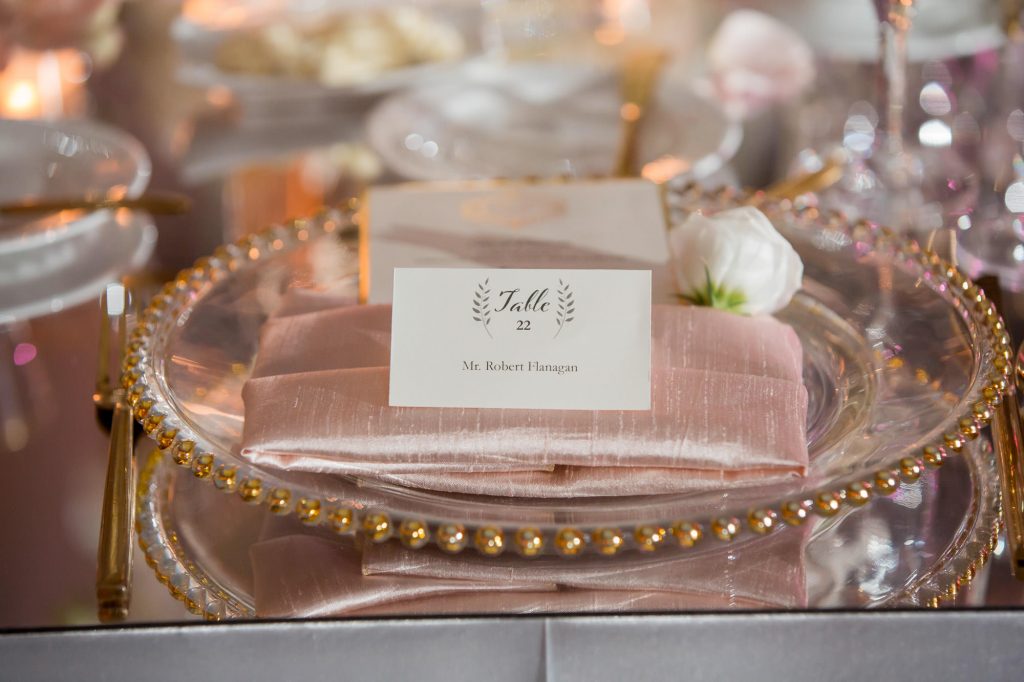close-up of wedding table details
