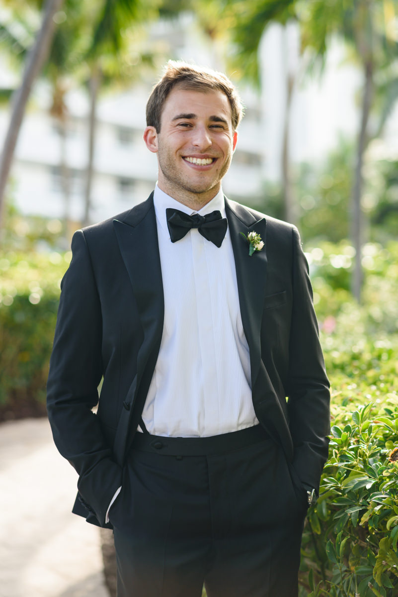 Groom portrait during a wedding at the Ritz Carlton in Key Biscayne.