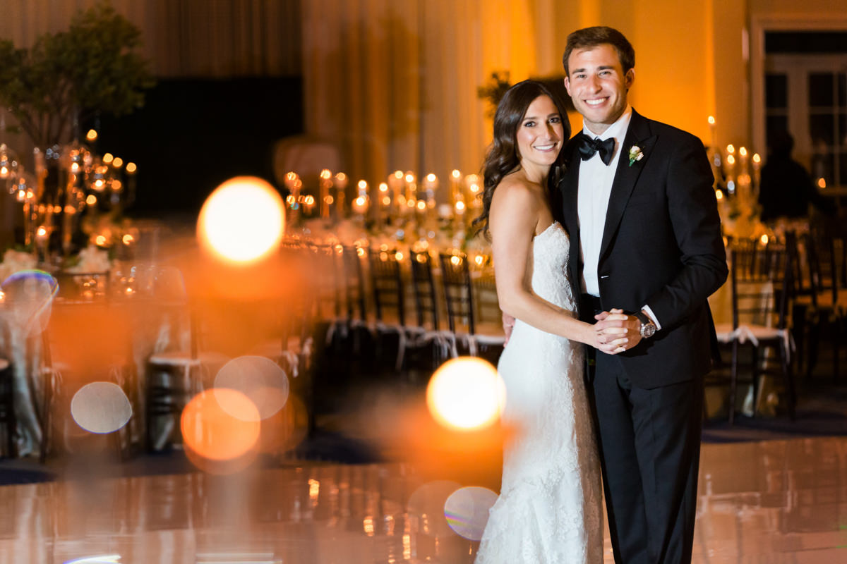 Bride and groom in the grand ballroom at the Ritz Carlton on Key Biscayne.