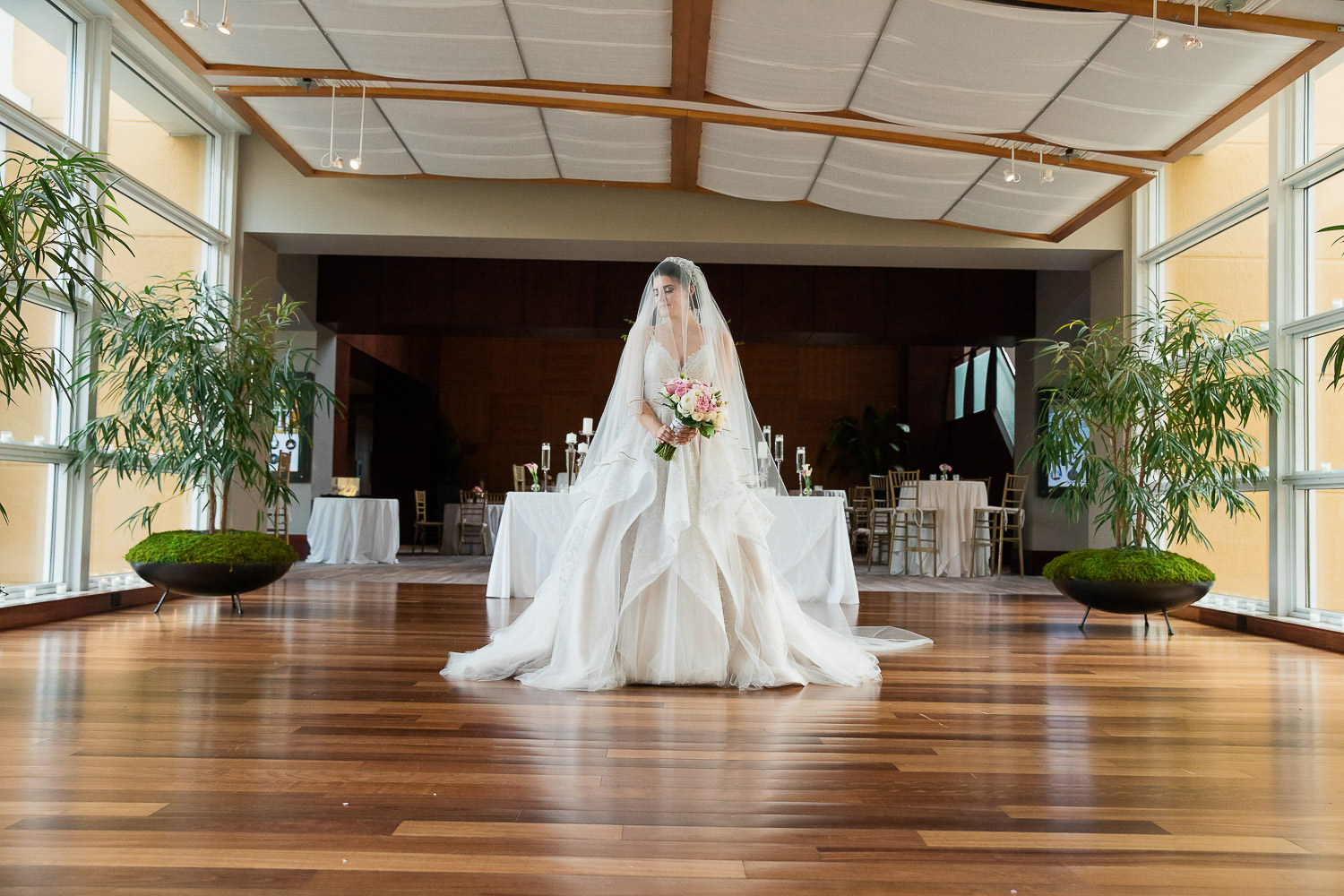 Bridal portraits in the Mandarin Oriental on Brickell Key.