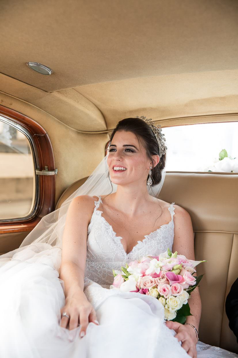 Vintage rolls royce in front of St. Patrick's church in Miami Beach.