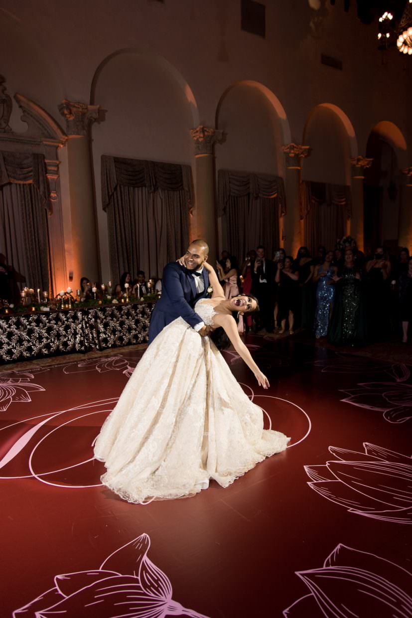 First dance in the country club ballroom at the Biltmore Hotel in Miami.