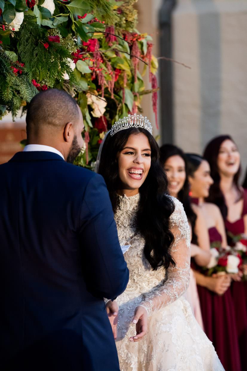 Bride crying during her ceremony at the Biltmore Hotel.