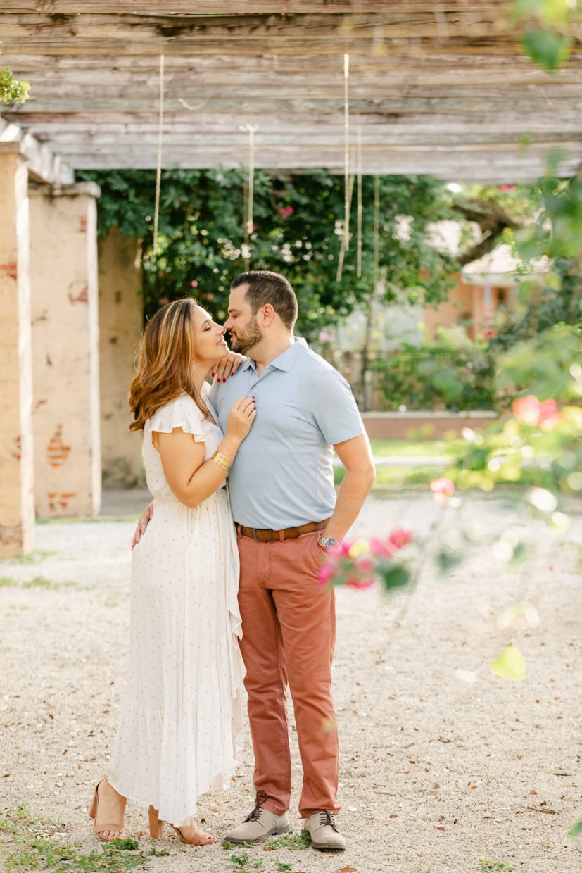 Engagement photos at Prado Entrance in Coral Gables.