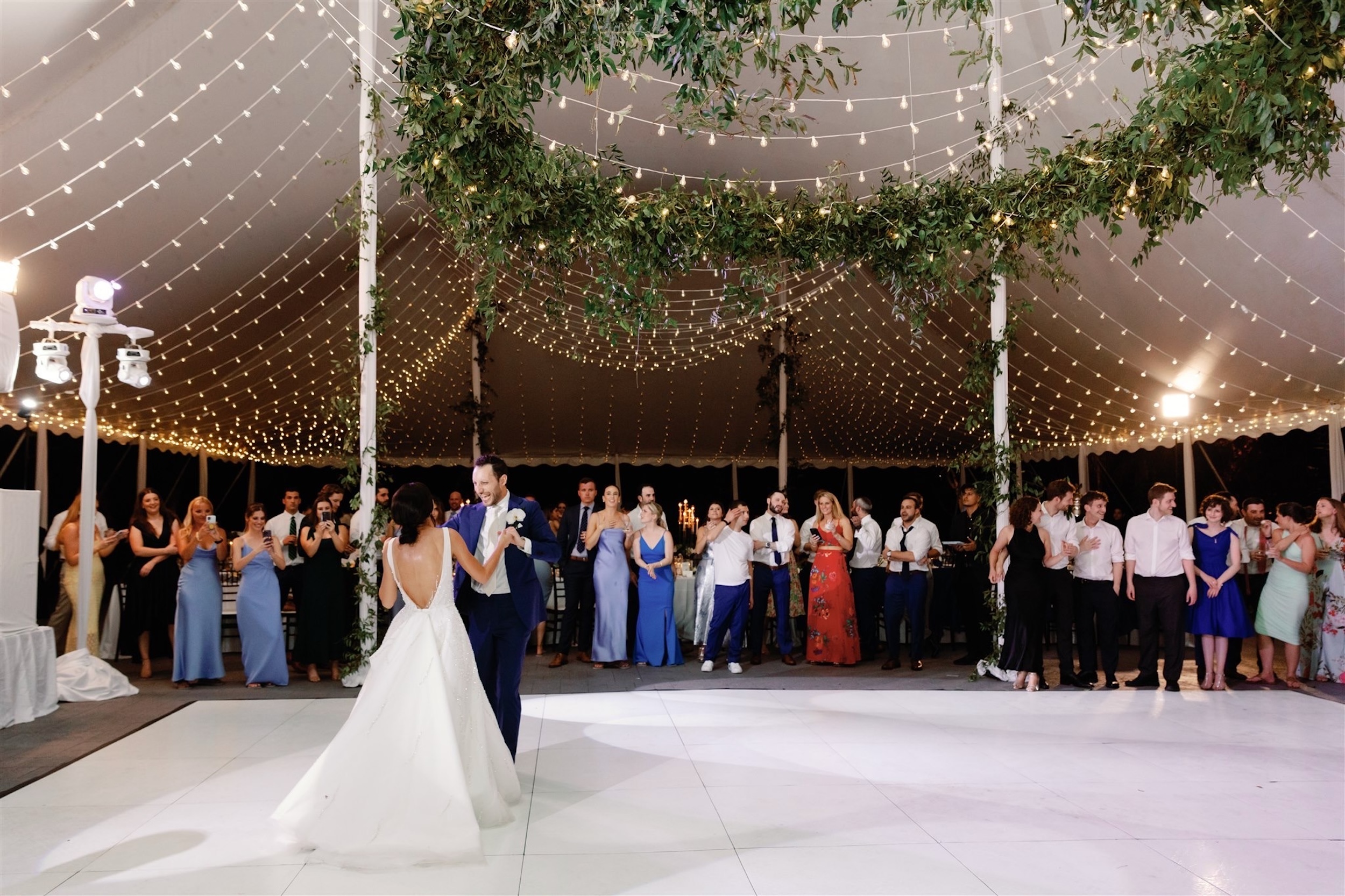 Bride and Groom on Dance Floor at Fairchild Tropical Botanic Garden Wedding