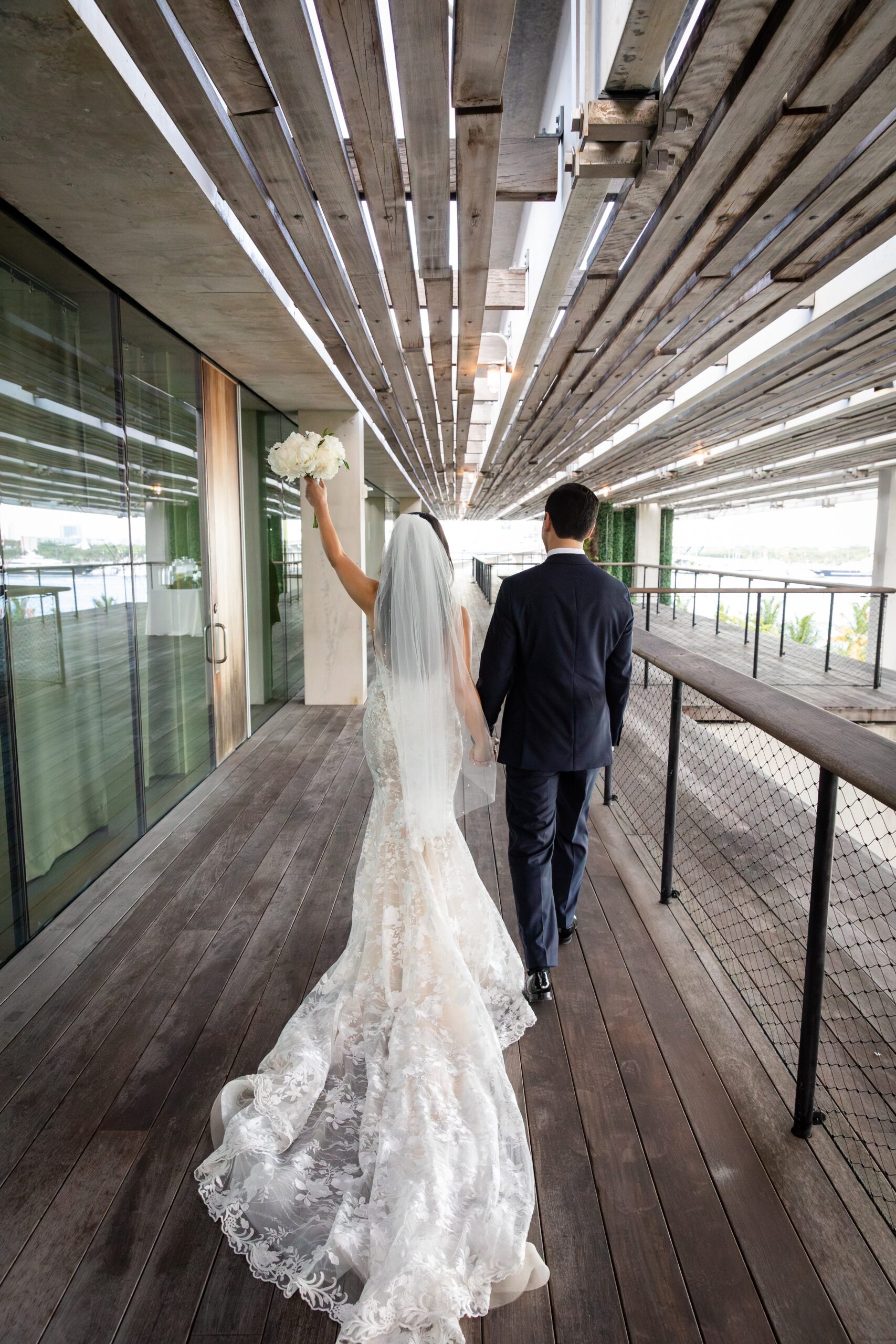 Bride and Groom After Perez Art Museum Wedding Ceremony