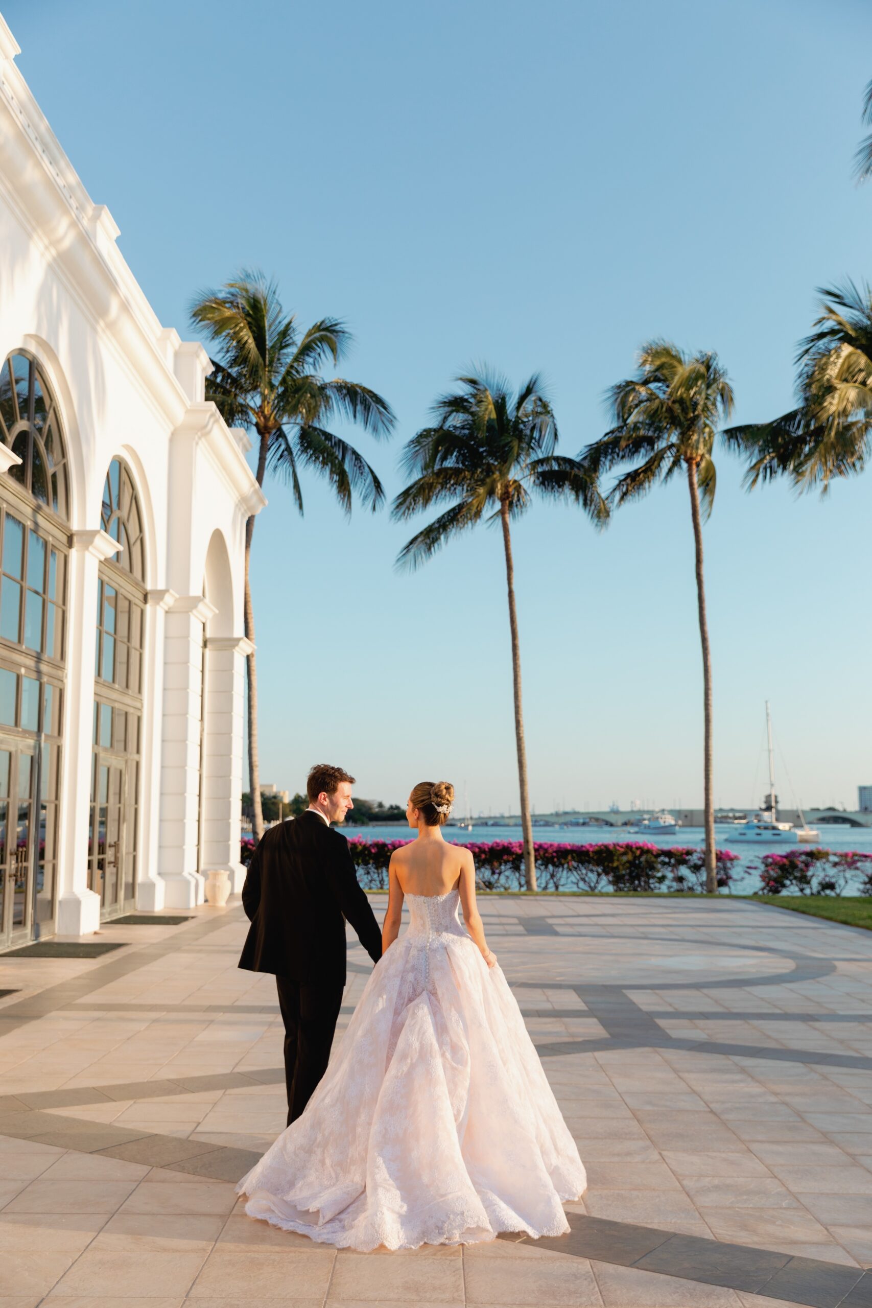 Wedding Photos on Terrace of Flagler Museum