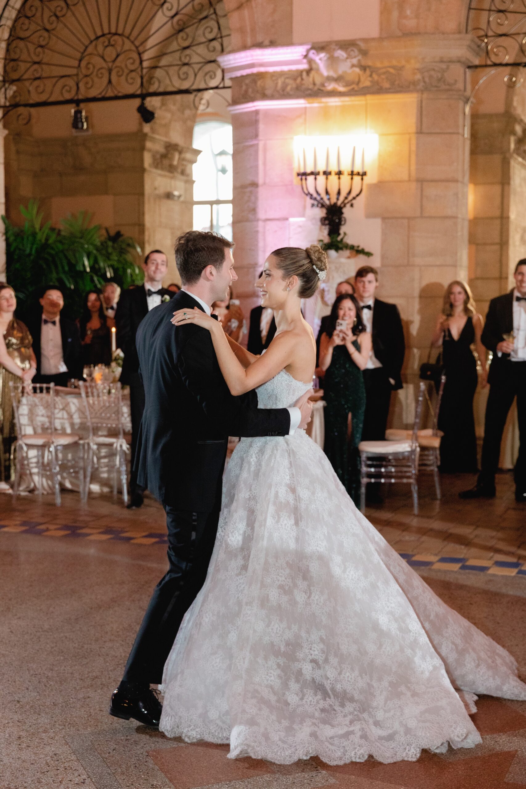 Bride and Groom Dance at Flagler Museum Wedding Reception