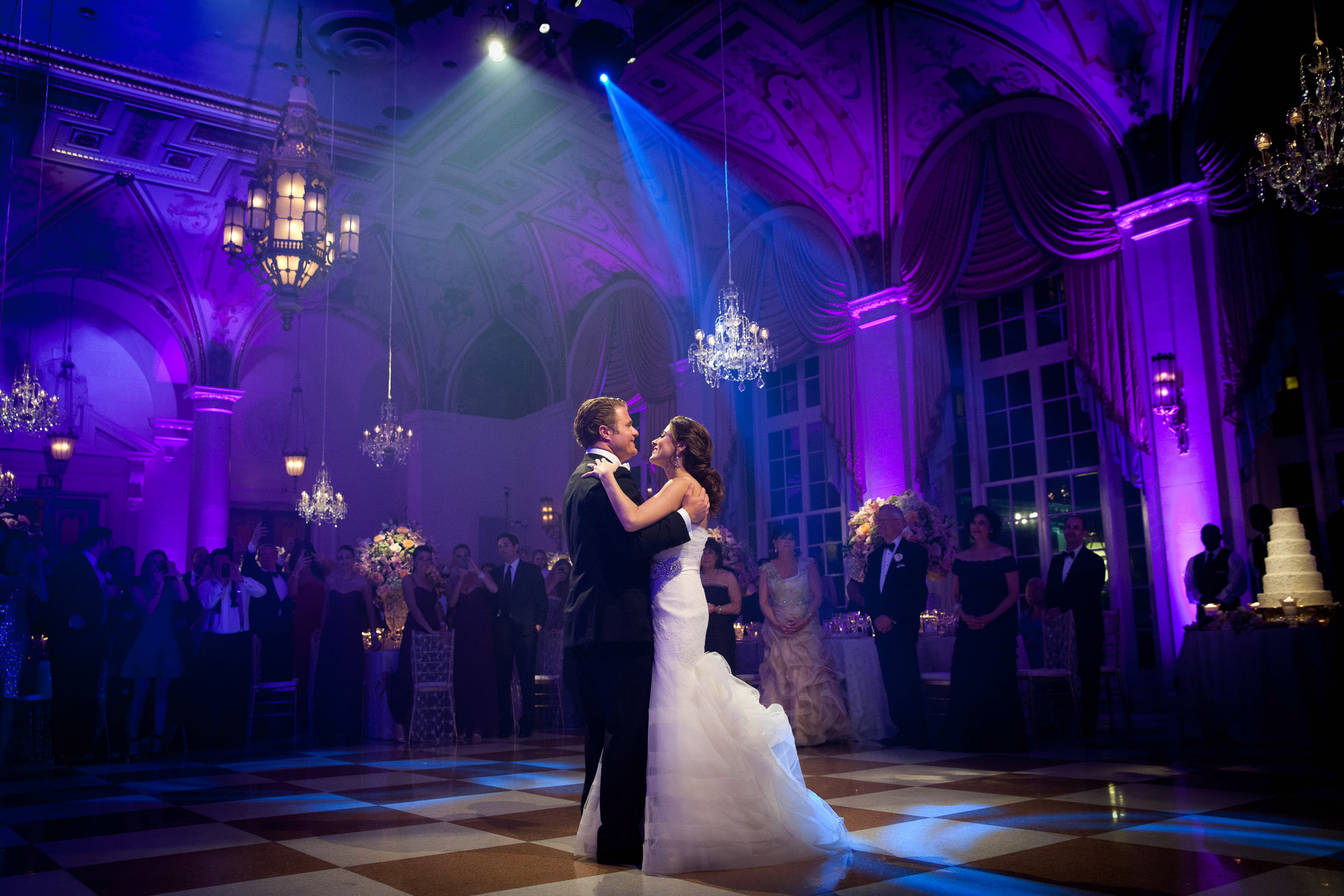Bride and Groom on Dance Floor at Luxurious Breakers Palm Beach Wedding