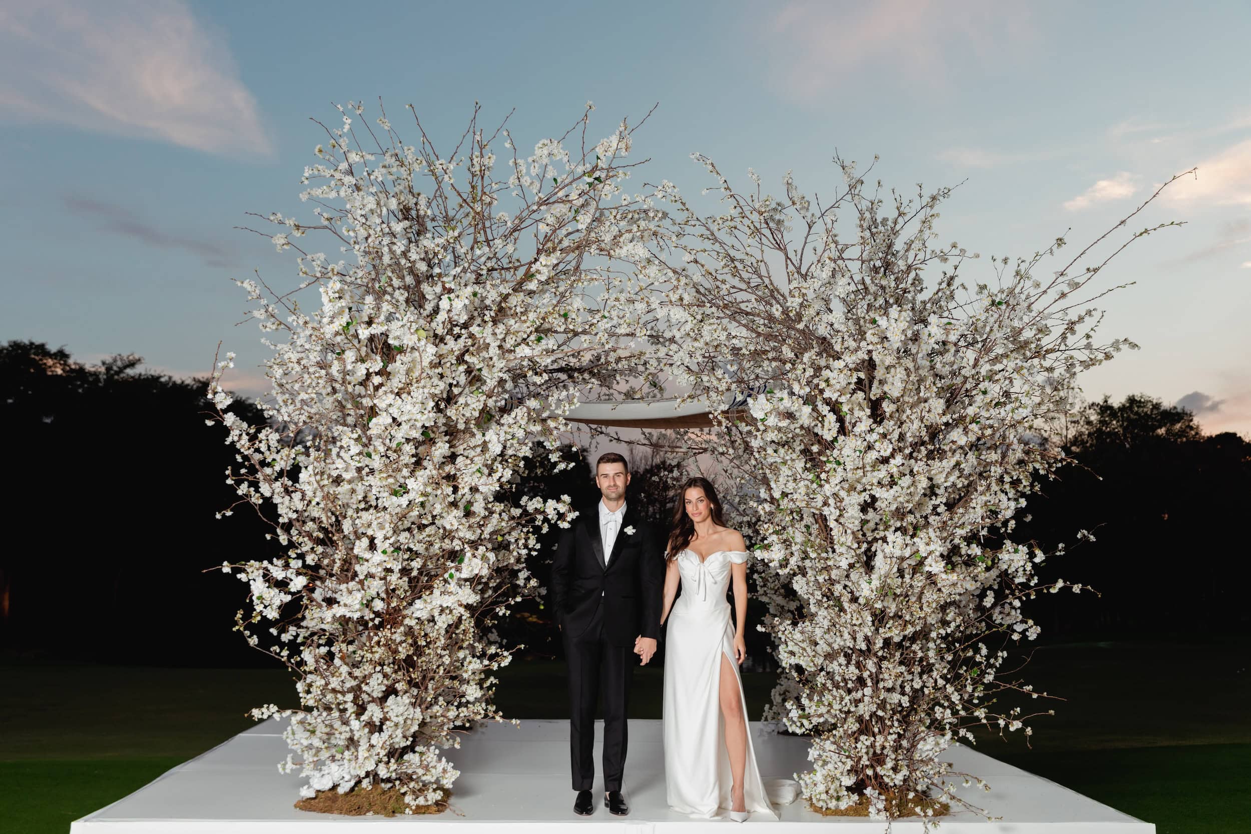 Elegant Floral Chuppah with Curly Willow and White Climbing Flowers